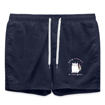 Être différent, c’est miaougique - Short de bain - bleu marine - Devant - AI Model Male 185 light (185cm)