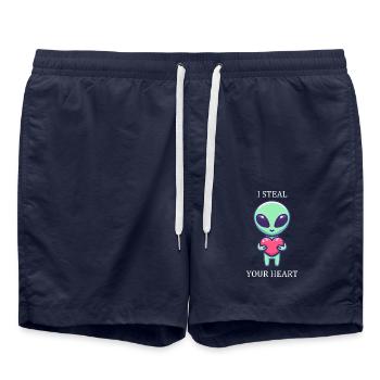 Amour extraterrestre - Les cœurs de la Saint-Valentin dans l’espace - Short de bain - bleu marine - Devant - AI Model Male 185 light (185cm)