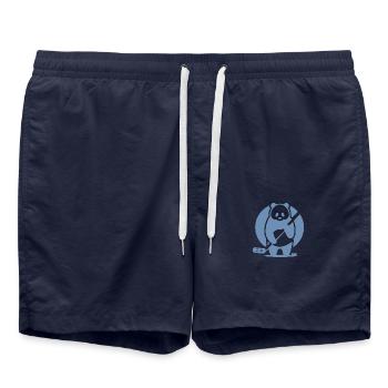 Panda Ice Hockey Player Silhouette - Swim Trunks - french navy - Front - AI Model Male 185 light (185cm)