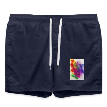 Splashes of paint - Swim Trunks - french navy - Front - AI Model Male 185 light (185cm)
