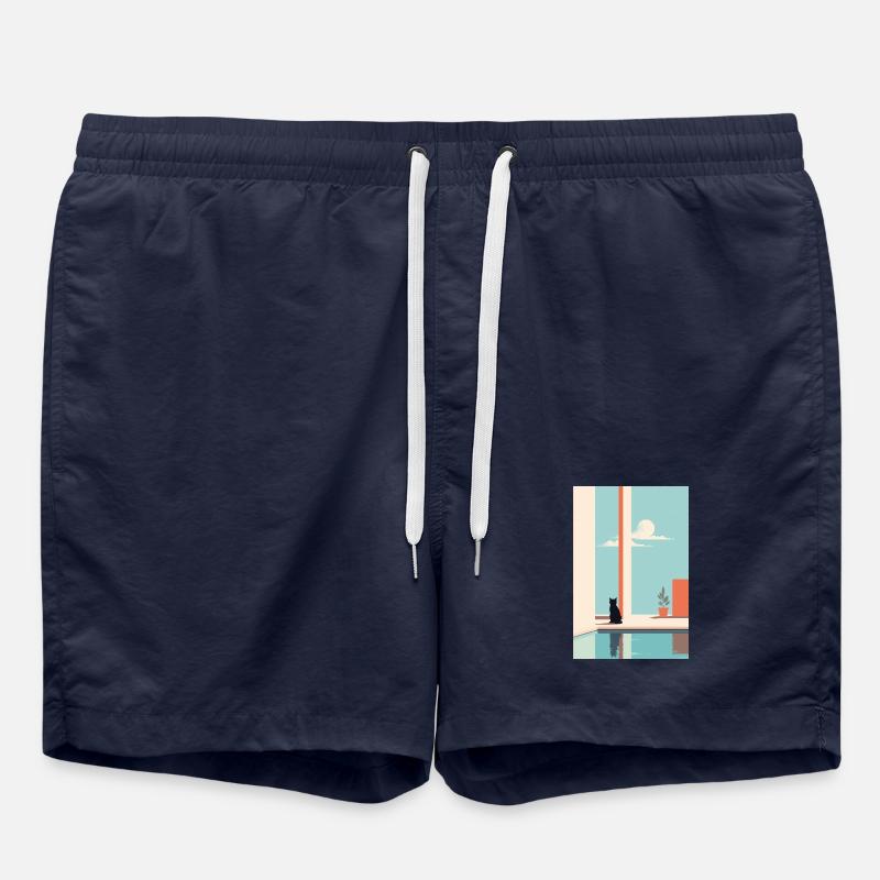 cat by the pool - Badeshorts - French Navy
