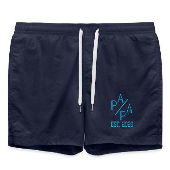 Moderner Baby Papa 2026 - Badeshorts - French Navy - Vorne - AI Model Male 185 light (185cm)