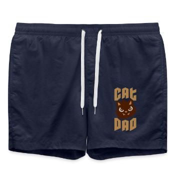 Chat Papa gueule de bois dangereuse - Short de bain - bleu marine - Devant - AI Model Male 185 light (185cm)