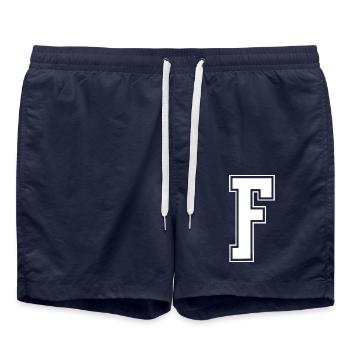 Varsity Buchstabe F College Look - Badeshorts - French Navy - Vorne - AI Model Male 185 light (185cm)