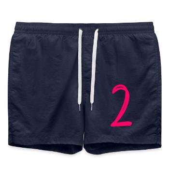 2 YEARS. 2ND ANNIVERSARY. BIRTHDAY 2 YEARS. 2 - Swim Trunks - french navy - Front - AI Model Male 185 light (185cm)