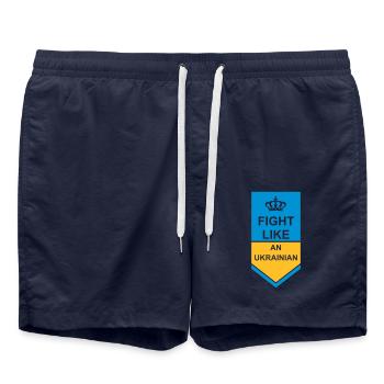 se battre comme citation des ukrainiens - Short de bain - bleu marine - Devant - AI Model Male 185 light (185cm)
