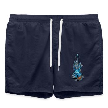 Fisch Violine - Badeshorts - French Navy - Vorne - AI Model Male 185 light (185cm)