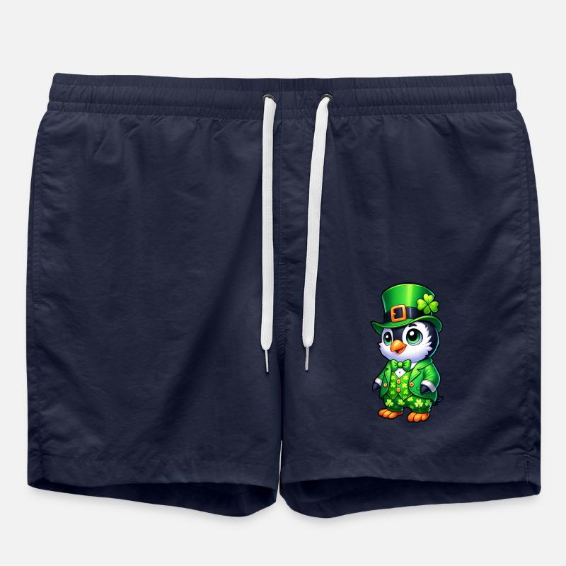 Mignon Dessin Animé Pingouin Saint-Patrick - Short de bain - bleu marine