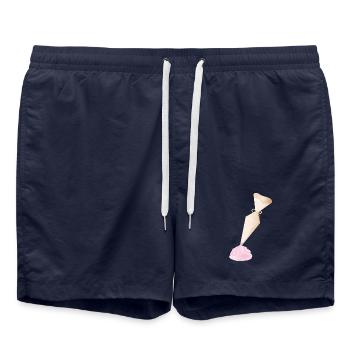 Douille crème avec garnitures roses - Short de bain - bleu marine - Devant - AI Model Male 185 light (185cm)