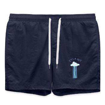 It s a Boy - Blauer Regenbogen mit Wolke - Badeshorts - French Navy - Vorne - AI Model Male 185 light (185cm)