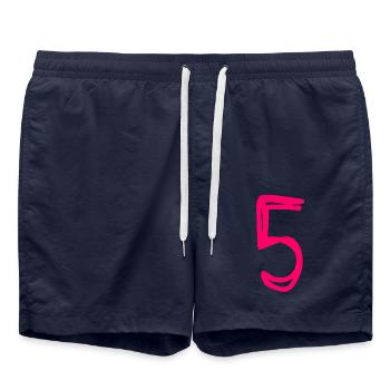 5 YEARS. 5TH ANNIVERSARY. BIRTHDAY 5 YEARS. 5 - Swim Trunks - french navy - Front - AI Model Male 185 light (185cm)
