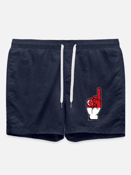 Singapur Flagge Nummer 1 - Badeshorts - French Navy