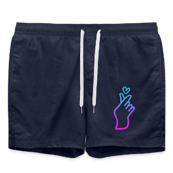 Kpop Signe de la main Coeur - Short de bain - bleu marine - Devant - AI Model Male 185 light (185cm)