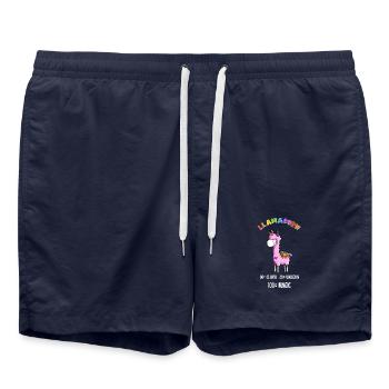 Magic Llamacorn Lama Einhorn Comic - Badeshorts - French Navy - Vorne - AI Model Male 185 light (185cm)