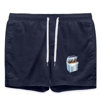 Glacière pleine de bouteilles de bière – motif d’été et de fête - Short de bain - bleu marine - Devant - AI Model Male 185 light (185cm)
