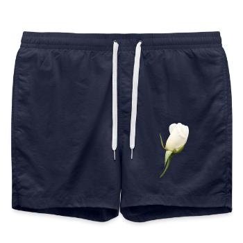 weiße Rose weiße Blume - Badeshorts - French Navy - Vorne - AI Model Male 185 light (185cm)