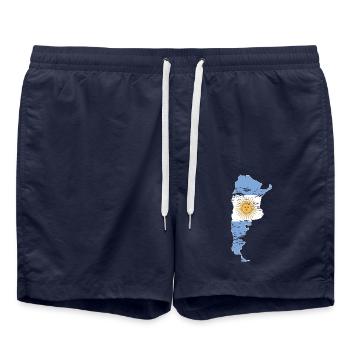 Drapeau de la carte de l’Argentine utilisé - Short de bain - bleu marine - Devant - AI Model Male 185 light (185cm)