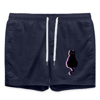 Glow Cat Pink - Swim Trunks - french navy - Front - AI Model Male 185 light (185cm)
