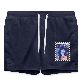 Fille aux cheveux longs au look rétro - Short de bain - bleu marine - Devant - AI Model Male 185 light (185cm)