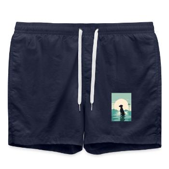 Chien au bord de l’eau - Short de bain - bleu marine - Devant - AI Model Male 185 light (185cm)