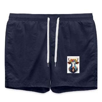 Vache avec couronne de fleurs - Short de bain - bleu marine - Devant - AI Model Male 185 light (185cm)