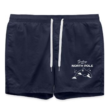 Grüße vom Nordpol - Badeshorts - French Navy - Vorne - AI Model Male 185 light (185cm)