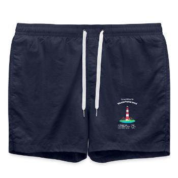 Leuchtturm Westerheversand Nordseeküste, Zeichnung - Badeshorts - French Navy - Vorne - AI Model Male 185 light (185cm)