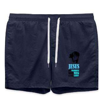 Jésus : la vérité, le chemin et la vie - Short de bain - bleu marine - Devant - AI Model Male 185 light (185cm)