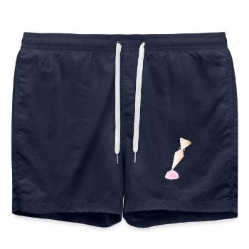 Douille crème avec garnitures roses - Short de bain - bleu marine - Devant - AI Model Male 185 light (185cm)