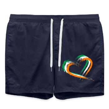 Heart brush flag Ireland flag colors design - Swim Trunks - french navy - Front - AI Model Male 185 light (185cm)