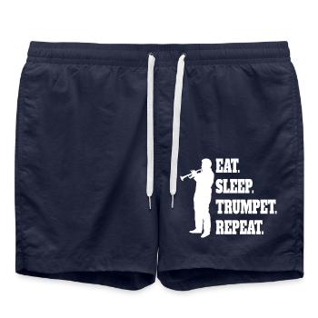 Trompete lustiger Musik Instrument Musiker Spruch - Badeshorts - French Navy - Vorne - AI Model Male 185 light (185cm)
