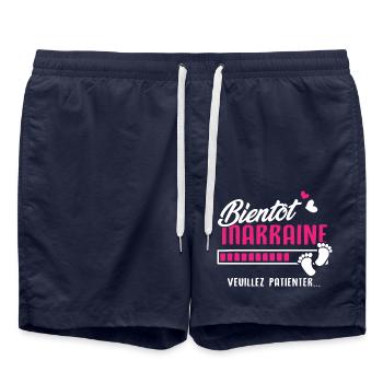 Bientôt marraine veuillez patienter - Short de bain - bleu marine - Devant - AI Model Male 185 light (185cm)