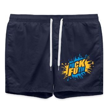 puck futin logo design - Swim Trunks - french navy - Front - AI Model Male 185 light (185cm)