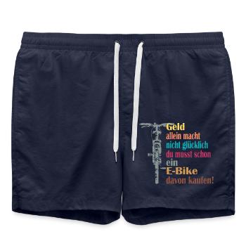 Geld allein macht nicht glücklich E-Bike - Badeshorts - French Navy - Vorne - AI Model Male 185 light (185cm)