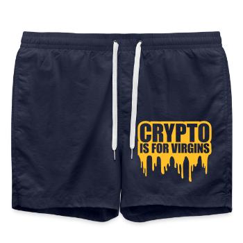 crypto is for virgins - Swim Trunks - french navy - Front - AI Model Male 185 light (185cm)
