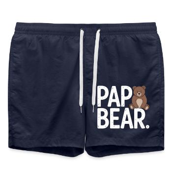 Papa Bear – Lustiges Design für Väter - Badeshorts - French Navy - Vorne - AI Model Male 185 light (185cm)