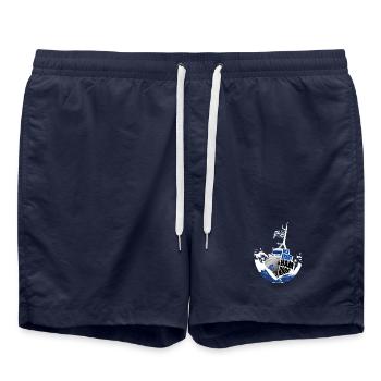 Hier kommt Hamburg - Badeshorts - French Navy - Vorne - AI Model Male 185 light (185cm)