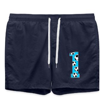 1er anniversaire Football Turquoise - Short de bain - bleu marine - Devant - AI Model Male 185 light (185cm)