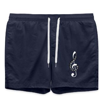 Music Scores Music Musician Sheet Music Sheet Notes - Swim Trunks - french navy - Front - AI Model Male 185 light (185cm)