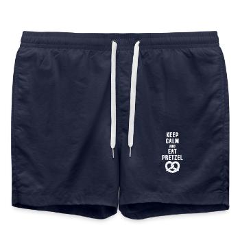 Keep Calm and Eat Pretzel - Funny Brezel - Swim Trunks - french navy - Front - AI Model Male 185 light (185cm)