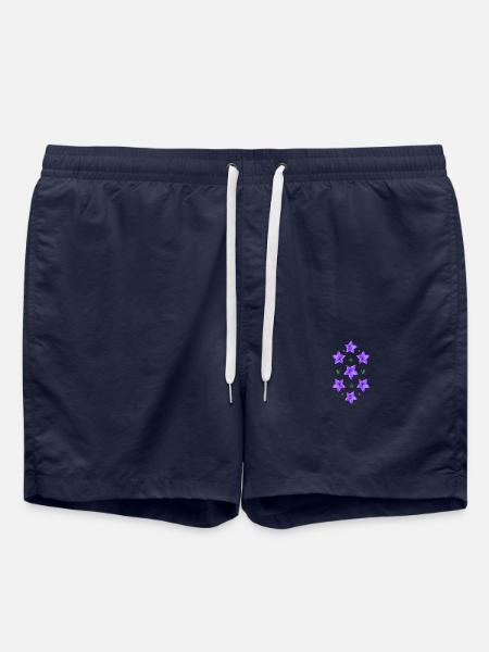 lila Blume - Glockenblume - Badeshorts - French Navy