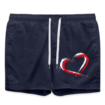 Heart brush Flag of Turkey flag colors vector - Swim Trunks - french navy - Front - AI Model Male 185 light (185cm)