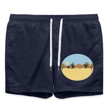 Frequenz Wüste Landschaft Silhouette - Badeshorts - French Navy - Vorne - AI Model Male 185 light (185cm)