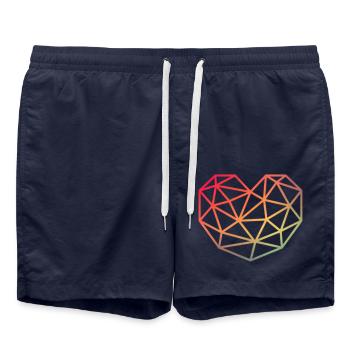 Polygon Heart Gradient Colorful Love Music Romance - Swim Trunks - french navy - Front - AI Model Male 185 light (185cm)