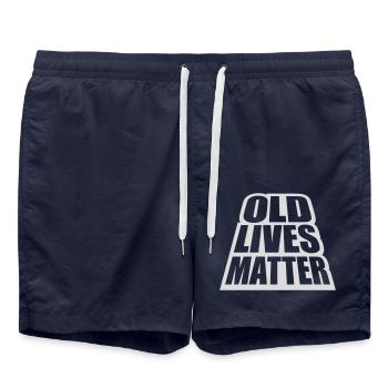 old lives matter quote - Swim Trunks - french navy - Front - AI Model Male 185 light (185cm)