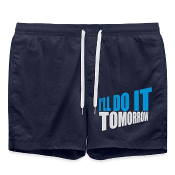 do it tomorrow Zitat - Badeshorts - French Navy - Vorne - AI Model Male 185 light (185cm)