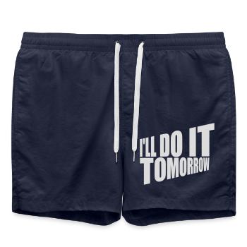do it tomorrow quote - Swim Trunks - french navy - Front - AI Model Male 185 light (185cm)