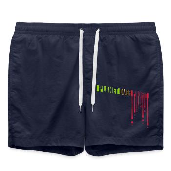planet over profit Zitat - Badeshorts - French Navy - Vorne - AI Model Male 185 light (185cm)