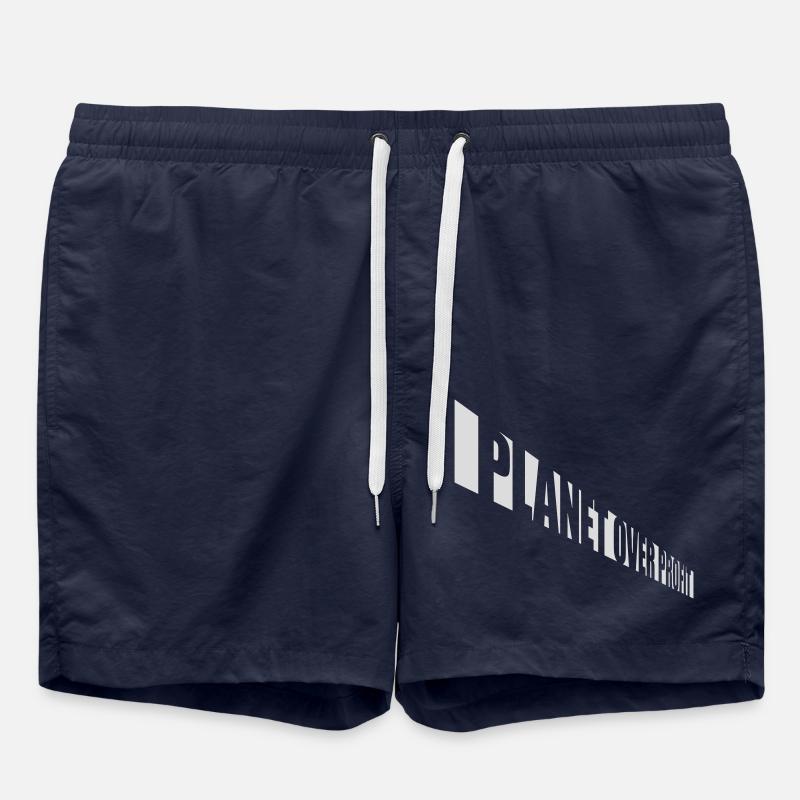 planet over profit quote - Swim Trunks - french navy