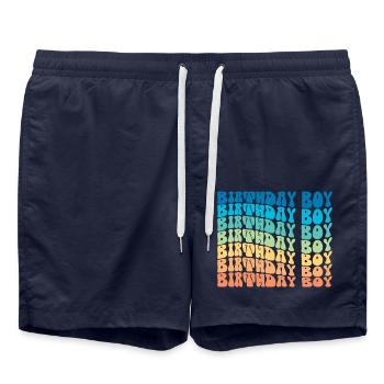 Birthday Boy - Groovy Retro Vintage Birthday - Badeshorts - French Navy - Vorne - AI Model Male 185 light (185cm)